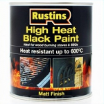 HEAT RESISTANT PAINT MATT BLACK 250ML RUSTINS