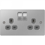 SWITCHED SOCKET 2 GANG 13 AMP  STAINLESS STEEL SBS22G