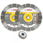 DIAMOND BLADE 230MM TWIN PACK + SDS FLANGE NUT BOSCH