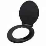 TOILET SEAT BLACK PLASTIC HINGES CELMAC EMERALD