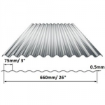 CORRUGATED SHEET GALV 8/3      0.5MM 12FT (26" WIDE)