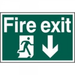 SIGN FIRE EXIT ARROW DOWN 200 X 300MM