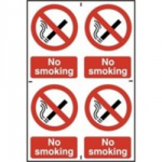 SIGN NO SMOKING CARD OF 4 EACH 100 X 150MM