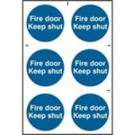 SIGN FIRE DOOR KEEP SHUT SHEET OF 6 100 X 100MM