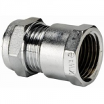 STRAIGHT FEMALE IRON COUPLING  15MM X 1/2" CHROME COMPRESSION