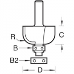 ROUTER BIT COVE 25.4X14.3MM    1/4 SHANK TCT 46/264 TREND