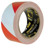 ADHESIVE HAZARD WARNING TAPE   RED/WHITE 50MM X 33MTR