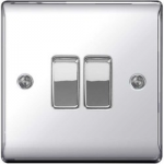 PLATE SWITCH 2 GANG 2 WAY POLISHED CHROME