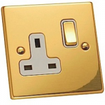 BRASS SWITCH SOCKET 13A 1 GANG JF293PB