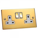 BRASS SWITCH SOCKET 13A 2 GANG JF294PB