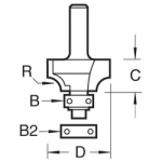 ROUTER BIT OVOLO 25.4X13MM     1/4 SHANK TCT 46/130 TREND