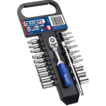 1/4" DRIVE SOCKET & RATCHET    SET 22PC RACK E030727 BRITOOL